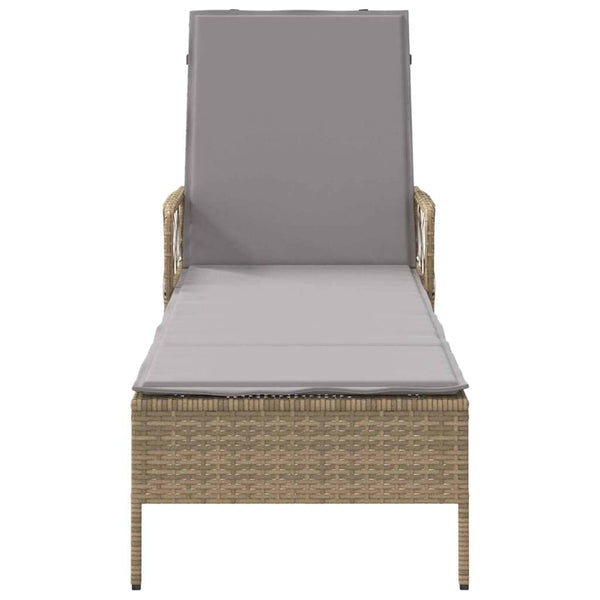 Beige/Hellgraue Poly-Rattan Sonnenliege