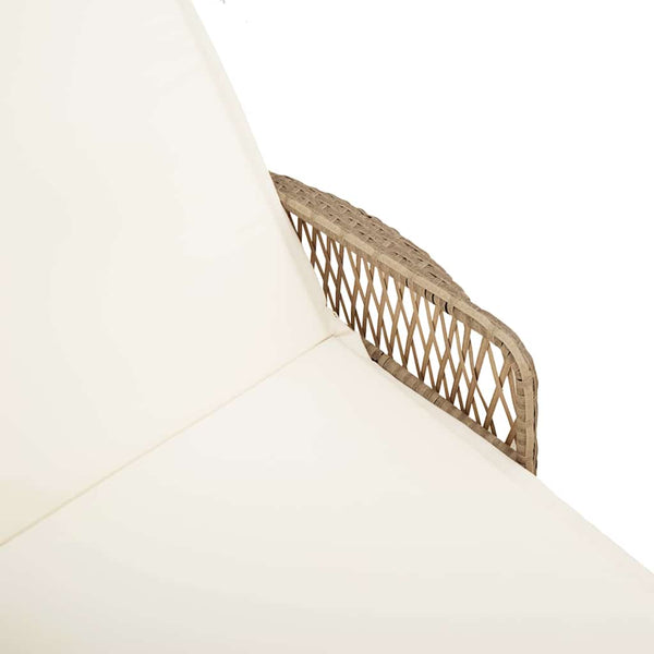 Beige Poly-Rattan Sonnenliege mit verstellbarer Rückenlehne