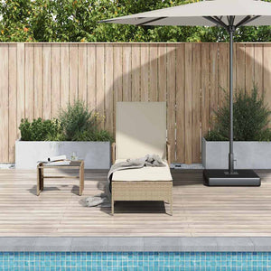 Beige Poly-Rattan Sonnenliege mit verstellbarer Rückenlehne