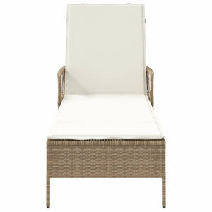 Beige Poly-Rattan Sonnenliege mit verstellbarer Rückenlehne