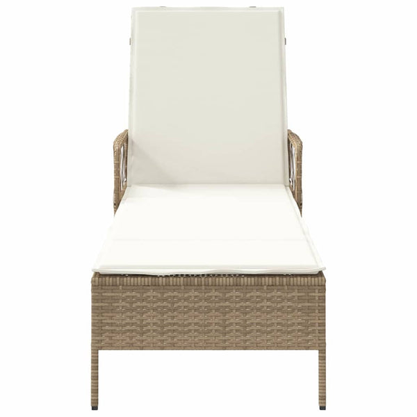 Beige Poly-Rattan Sonnenliege mit verstellbarer Rückenlehne