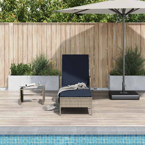 Sonnenliege Grau Marineblau Poly-Rattan
