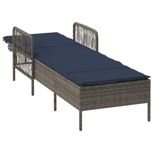 Sonnenliege Grau Marineblau Poly-Rattan