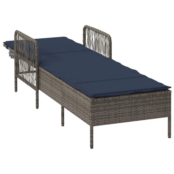 Sonnenliege Grau Marineblau Poly-Rattan