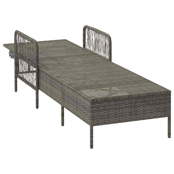 Sonnenliege Grau Marineblau Poly-Rattan