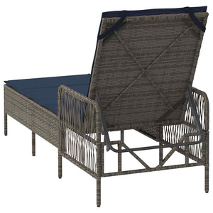 Sonnenliege Grau Marineblau Poly-Rattan