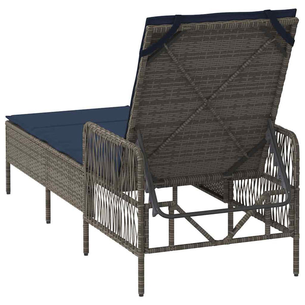 Sonnenliege Grau Marineblau Poly-Rattan