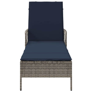 Sonnenliege Grau Marineblau Poly-Rattan