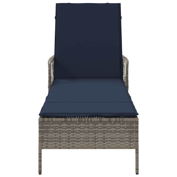 Sonnenliege Grau Marineblau Poly-Rattan
