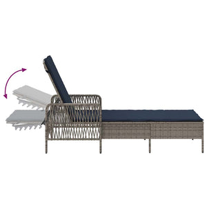 Sonnenliege Grau Marineblau Poly-Rattan