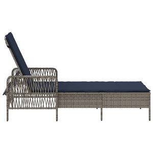 Sonnenliege Grau Marineblau Poly-Rattan