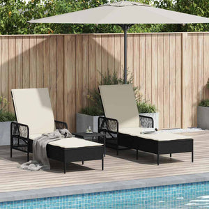 Sonnenliege 3er Set Schwarz & Creme