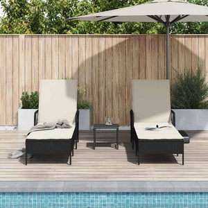 Sonnenliege 3er Set Schwarz & Creme