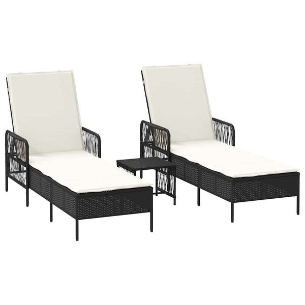 Sonnenliege 3er Set Schwarz & Creme