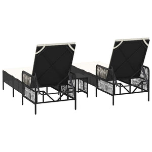 Sonnenliege 3er Set Schwarz & Creme