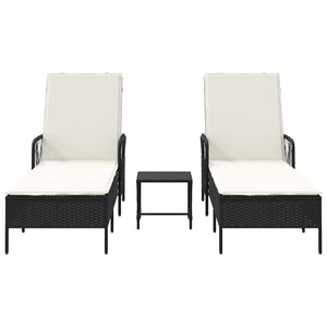 Sonnenliege 3er Set Schwarz & Creme