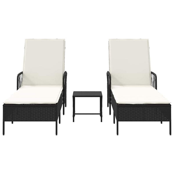 Sonnenliege 3er Set Schwarz & Creme
