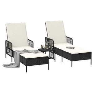 Sonnenliege 3er Set Schwarz & Creme