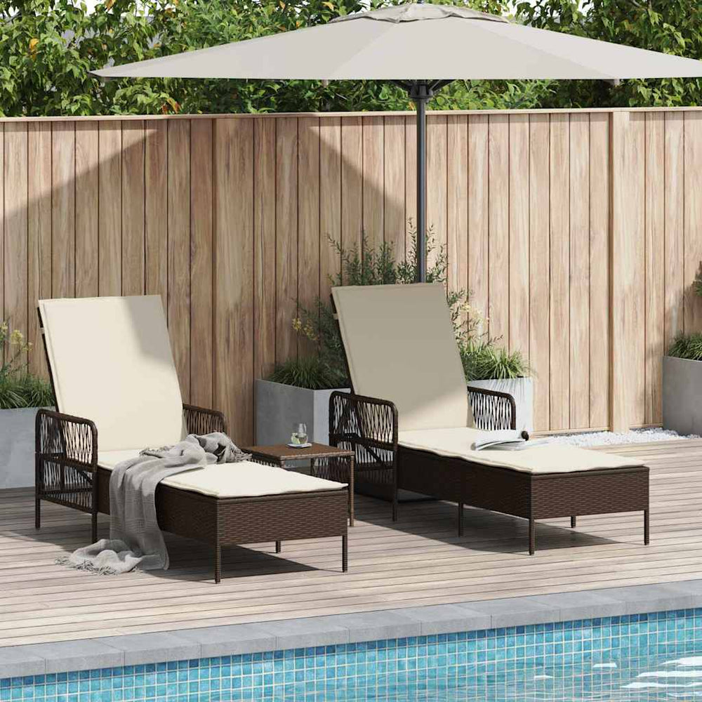 Sonnenliege 3er Set Braun Creme