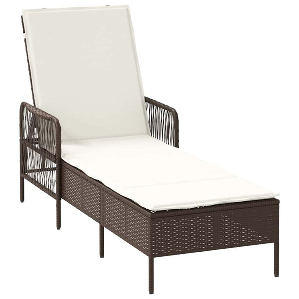 vidaXL Bain de soleil 3 pcs Marron et blanc crème 200 x 55 x 92 cm