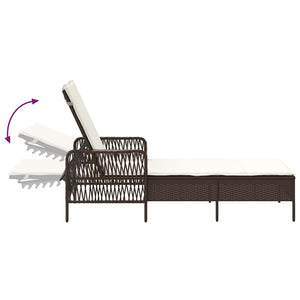 vidaXL Bain de soleil 3 pcs Marron et blanc crème 200 x 55 x 92 cm