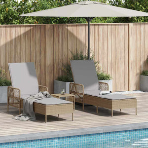 3er-Set Sonnenliege Beige Hellgrau