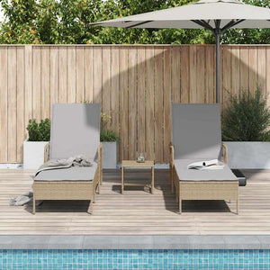 3er-Set Sonnenliege Beige Hellgrau