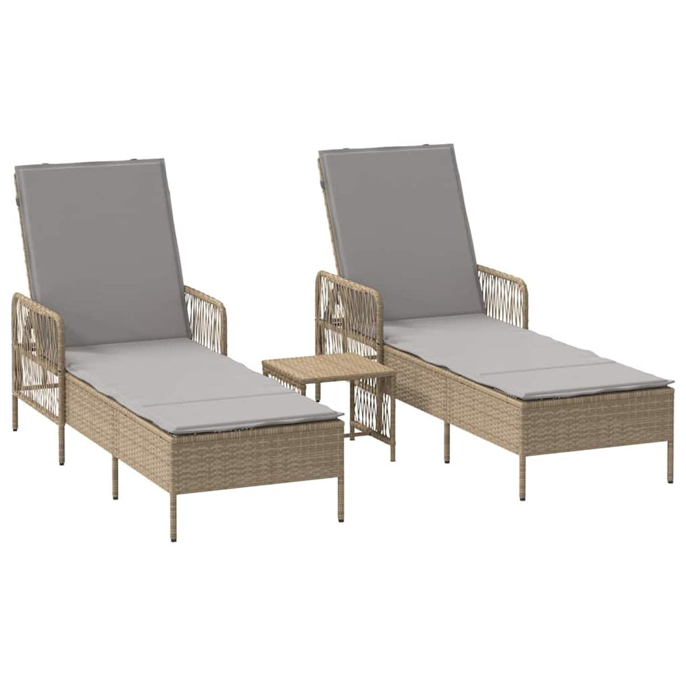 3er-Set Sonnenliege Beige Hellgrau