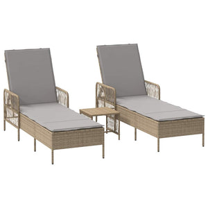 3er-Set Sonnenliege Beige Hellgrau