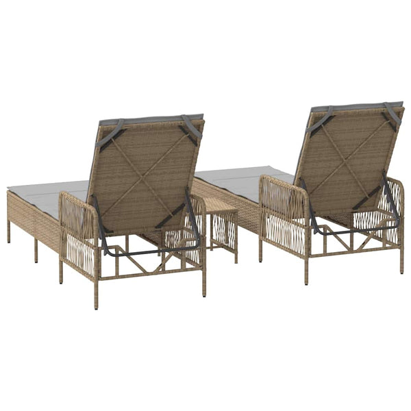 3er-Set Sonnenliege Beige Hellgrau