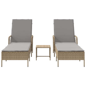 3er-Set Sonnenliege Beige Hellgrau