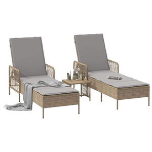 3er-Set Sonnenliege Beige Hellgrau