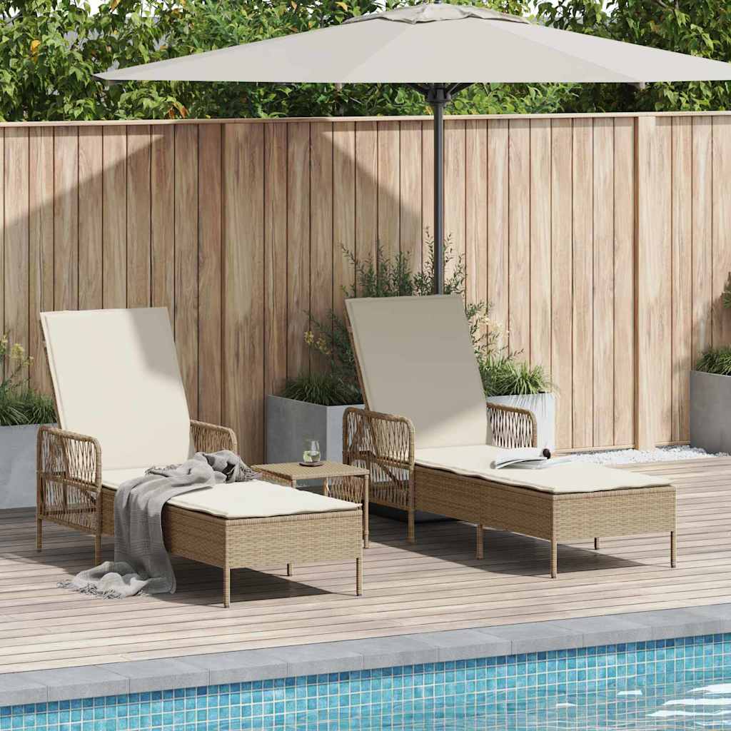 Sonnenliege 3er Set Beige Cremeweiß