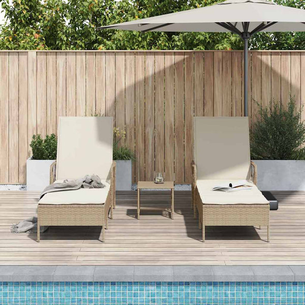 Sonnenliege 3er Set Beige Cremeweiß