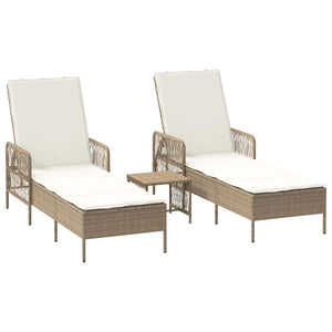 Sonnenliege 3er Set Beige Cremeweiß