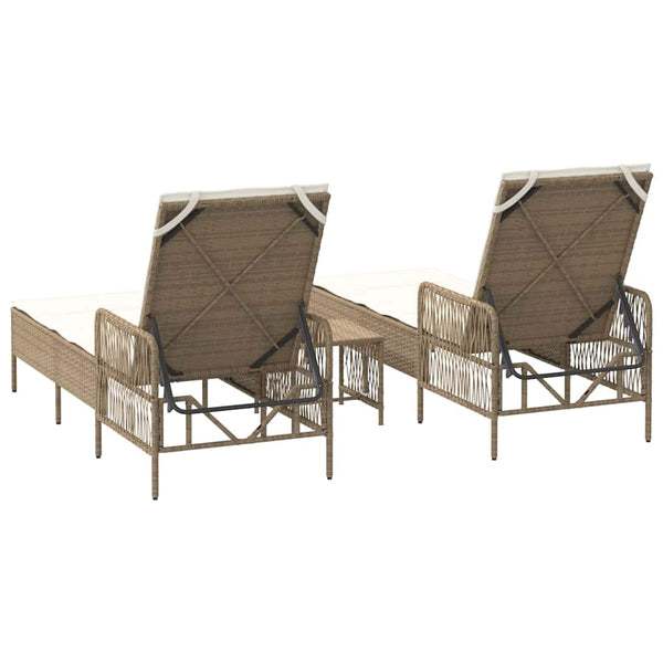 Sonnenliege 3er Set Beige Cremeweiß