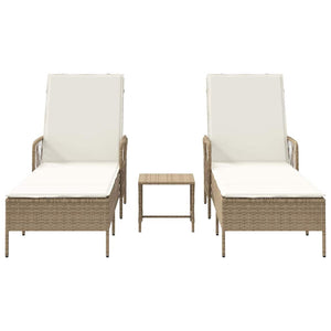 Sonnenliege 3er Set Beige Cremeweiß