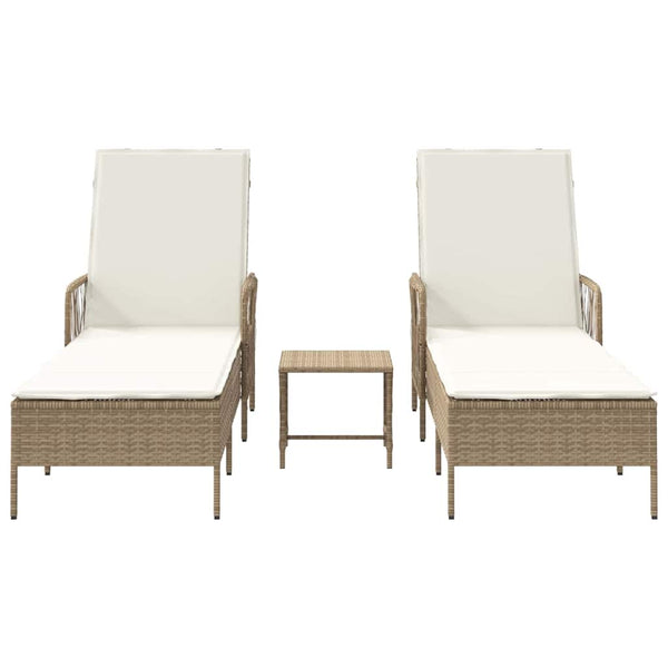Sonnenliege 3er Set Beige Cremeweiß