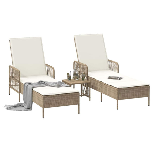 Sonnenliege 3er Set Beige Cremeweiß