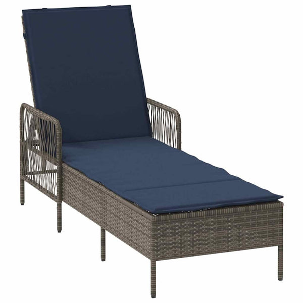 Sonnenliege 3er Set Grau Marineblau 200 cm