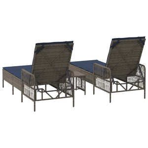 Sonnenliege 3er Set Grau Marineblau 200 cm