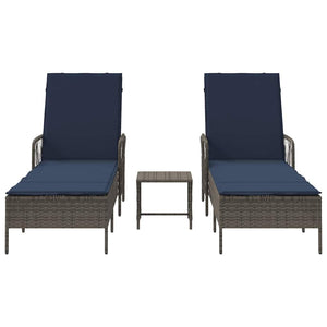 Sonnenliege 3er Set Grau Marineblau 200 cm
