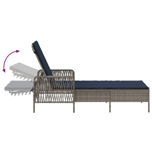 Sonnenliege 3er Set Grau Marineblau 200 cm