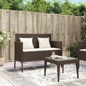 Gartenbank Braun Poly Rattan mit Kissen
