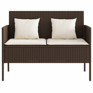 Gartenbank Braun Poly Rattan mit Kissen