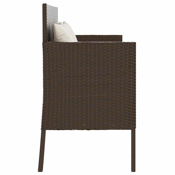 Gartenbank Braun Poly Rattan mit Kissen