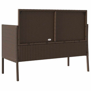 Gartenbank Braun Poly Rattan mit Kissen