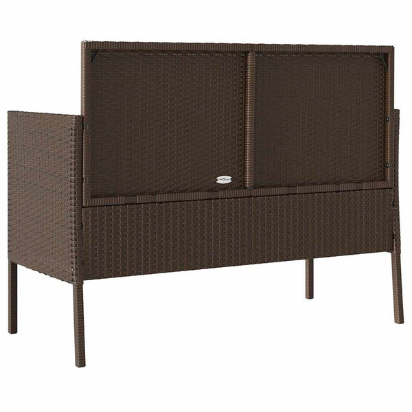 Gartenbank Braun Poly Rattan mit Kissen
