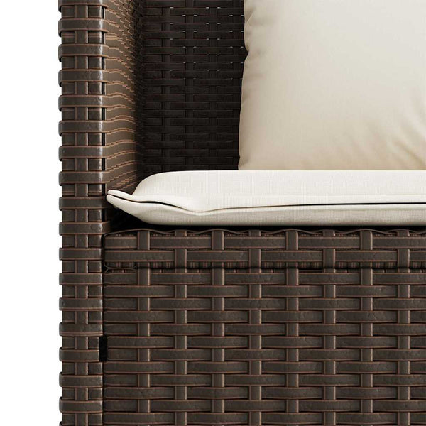 Gartenbank Braun Poly Rattan mit Kissen