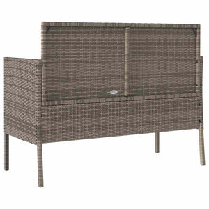 Gartenbank Grau Poly Rattan mit Kissen